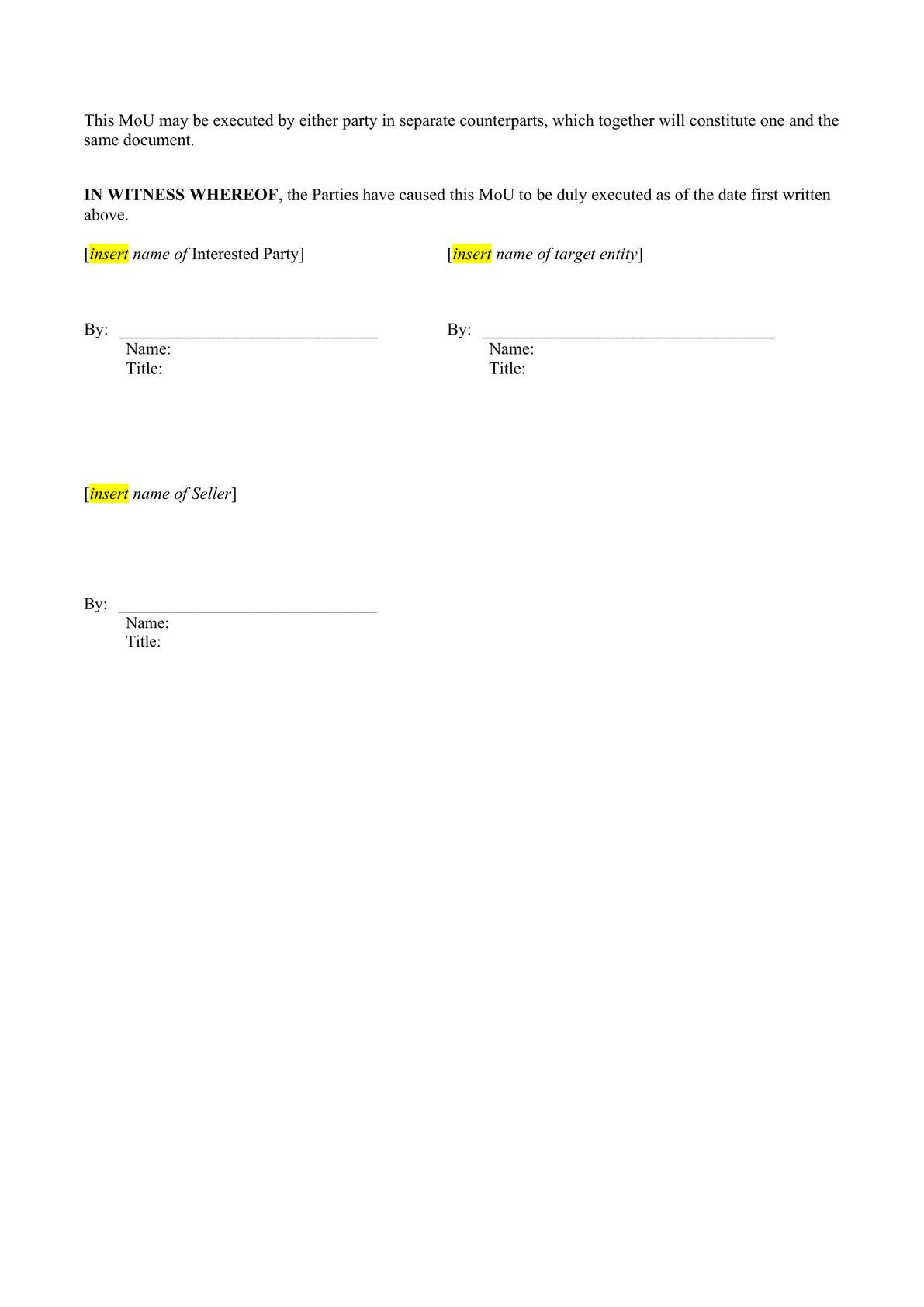 MoU - Acquisition Template-3