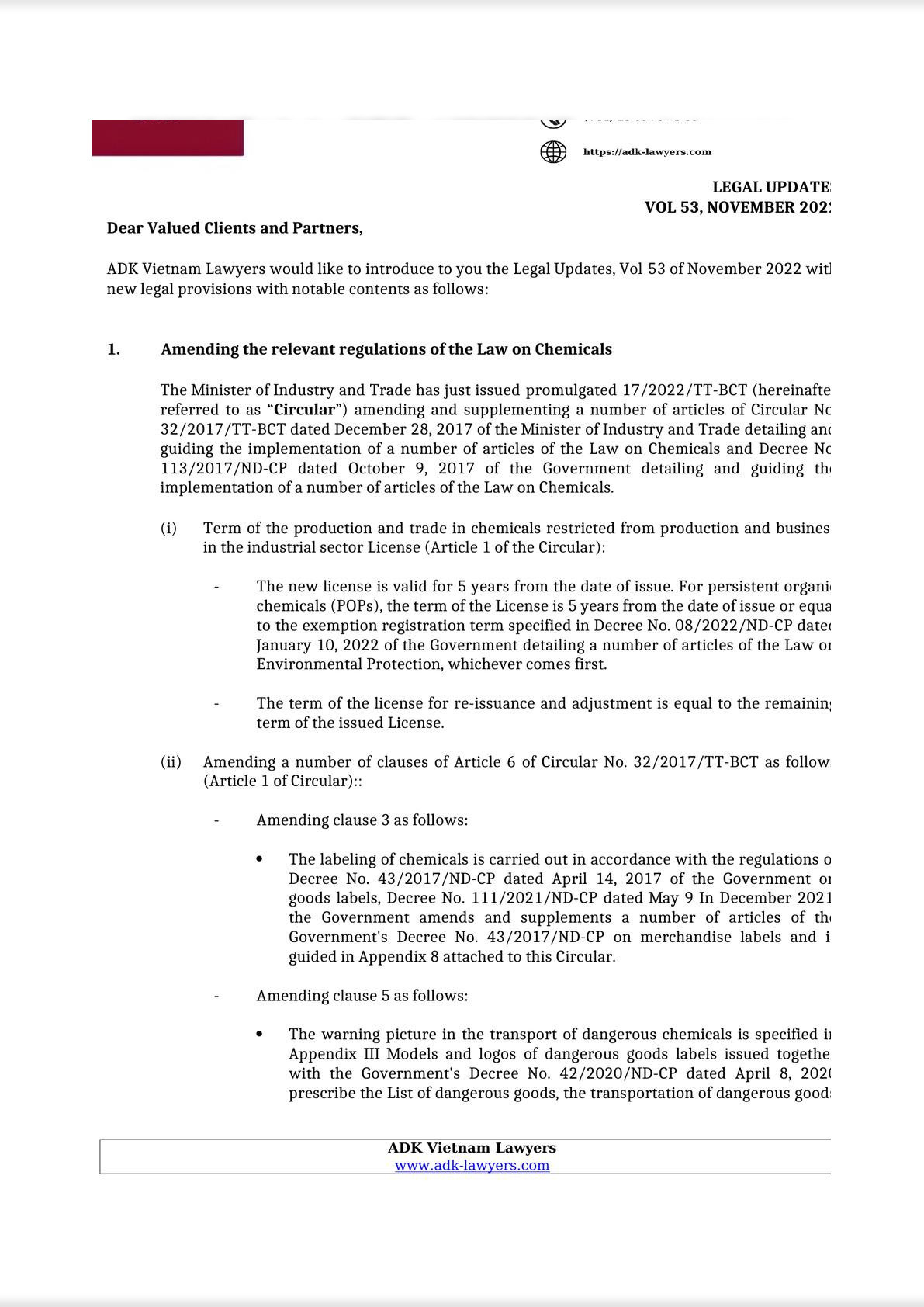 Amending the relevant regulations of the Law on Chemicals-0