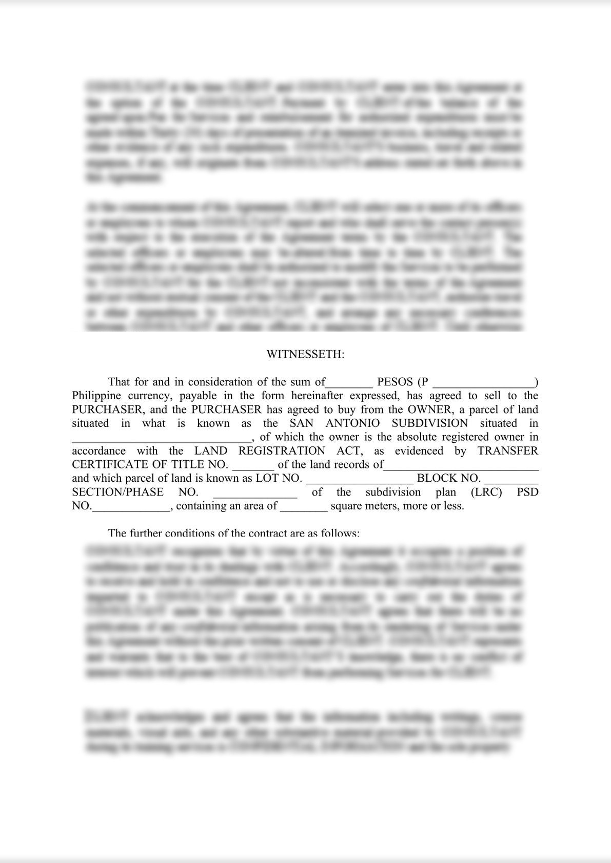 AGREEMENT TO SELL SUBDIVISION LOT-0