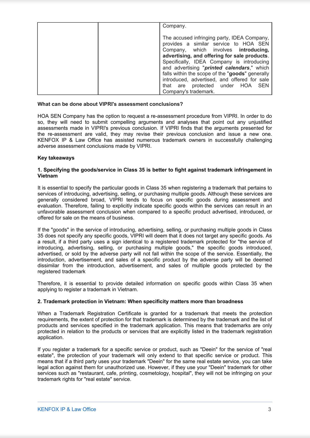 Key takeaways from the recent trademark assessment conclusion issued by the Vietnam Intellectual Property Research Institute-2