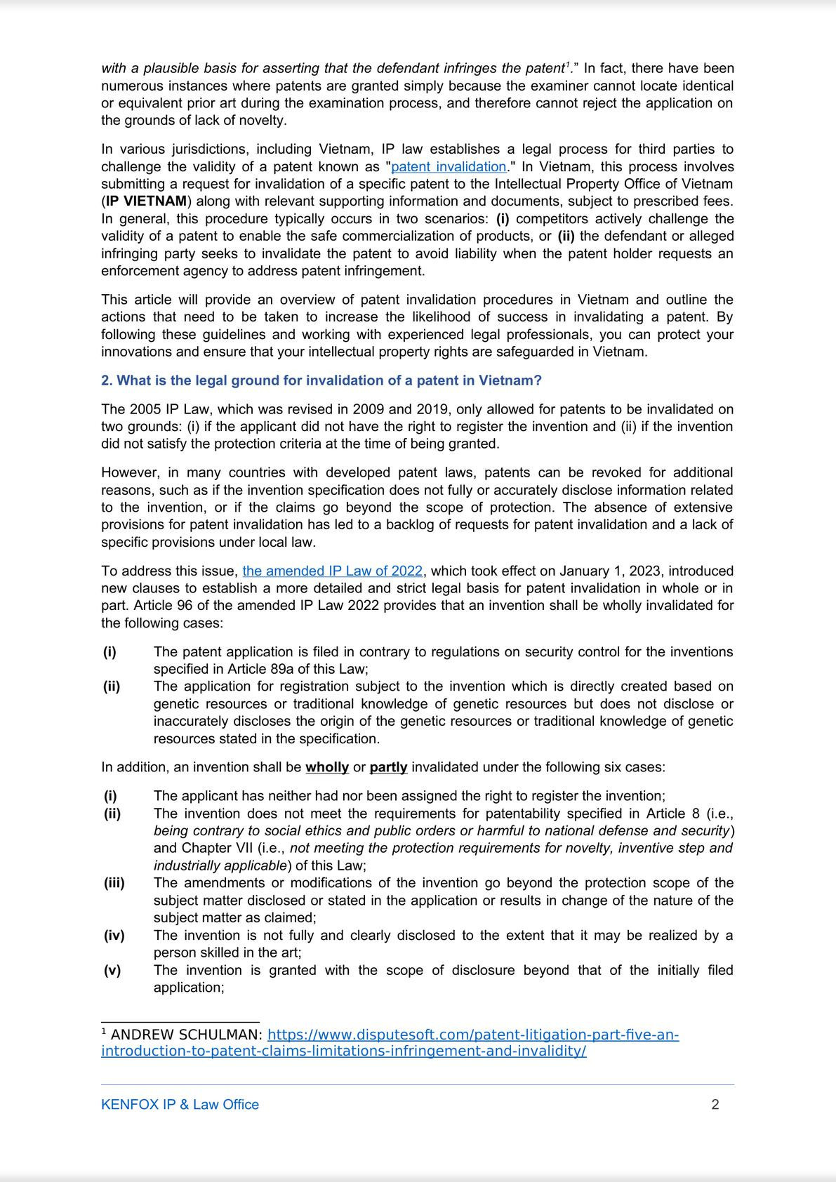 Patent Invalidation in Vietnam: How to proceed?-1