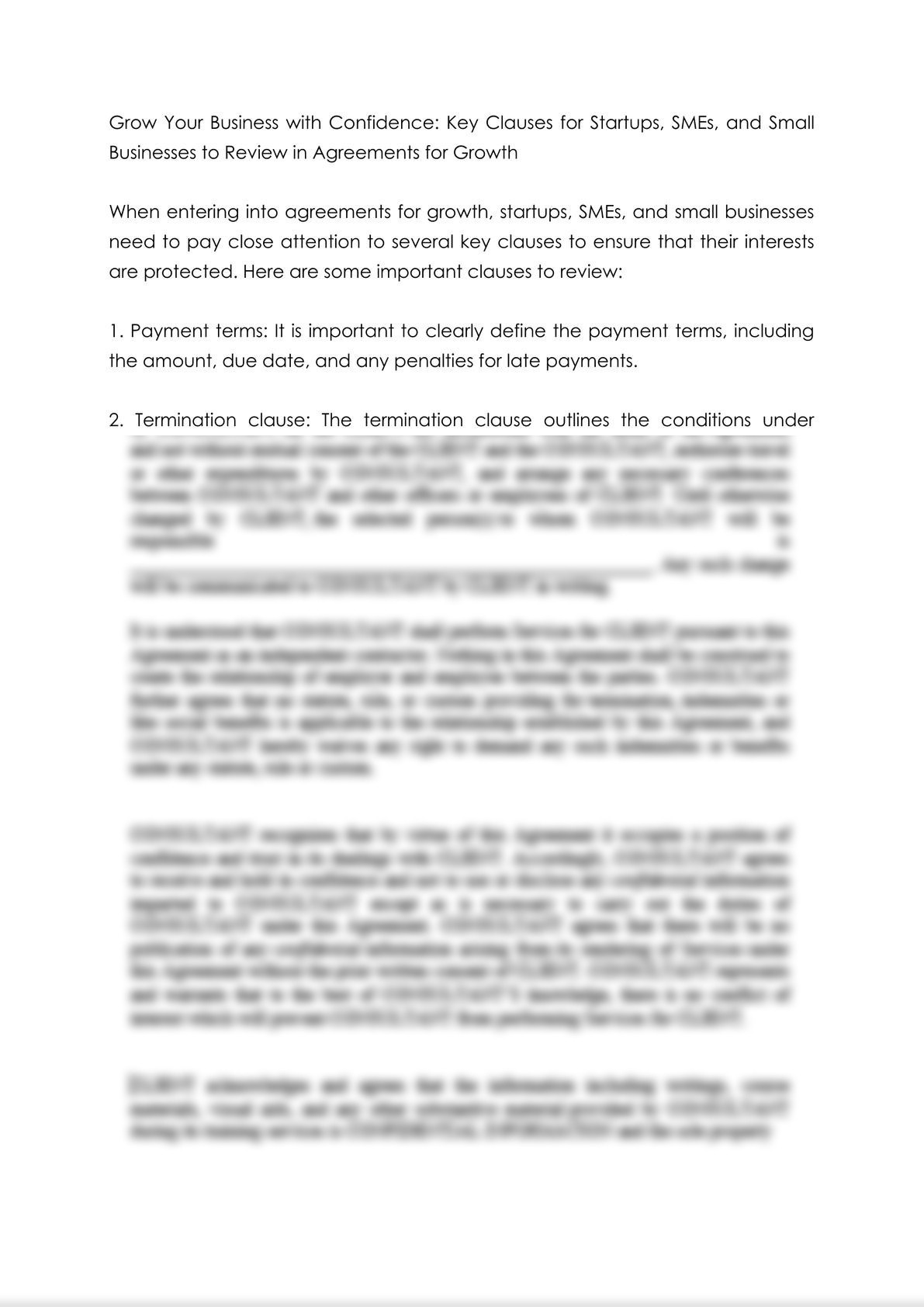 Grow Your Business with Confidence: Key Clauses for Startups, SMEs, and Small Businesses to Review in Agreements for Growth-0