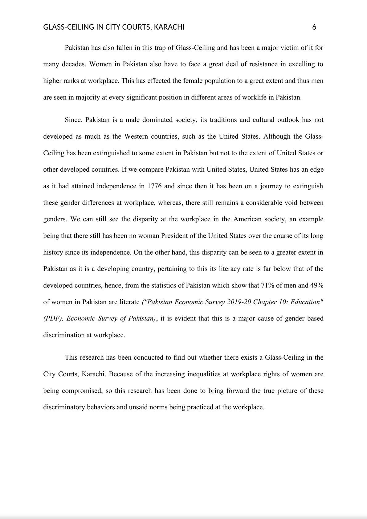 Research Paper - Existence of Glass-Ceiling in City Courts, Karachi-6