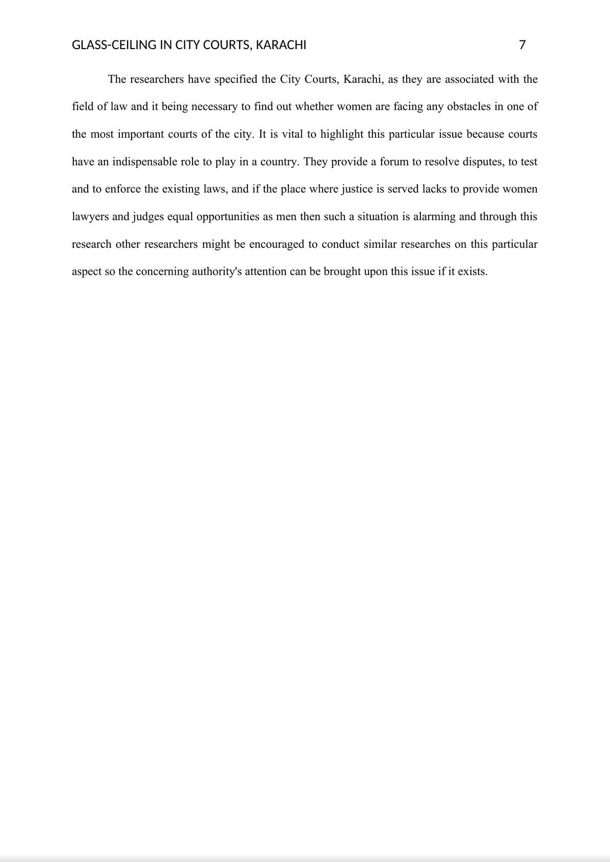 Research Paper - Existence of Glass-Ceiling in City Courts, Karachi-7