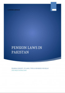 A brief article on Pension Laws of Pakistan