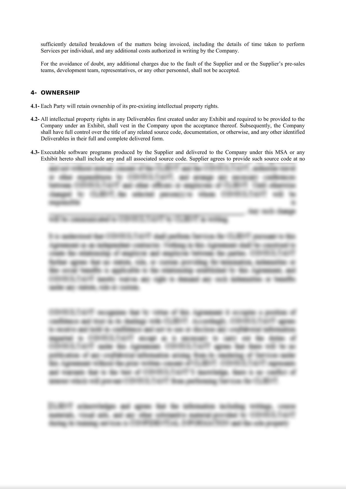 Master Service Agreement (Company / Supplier) -4