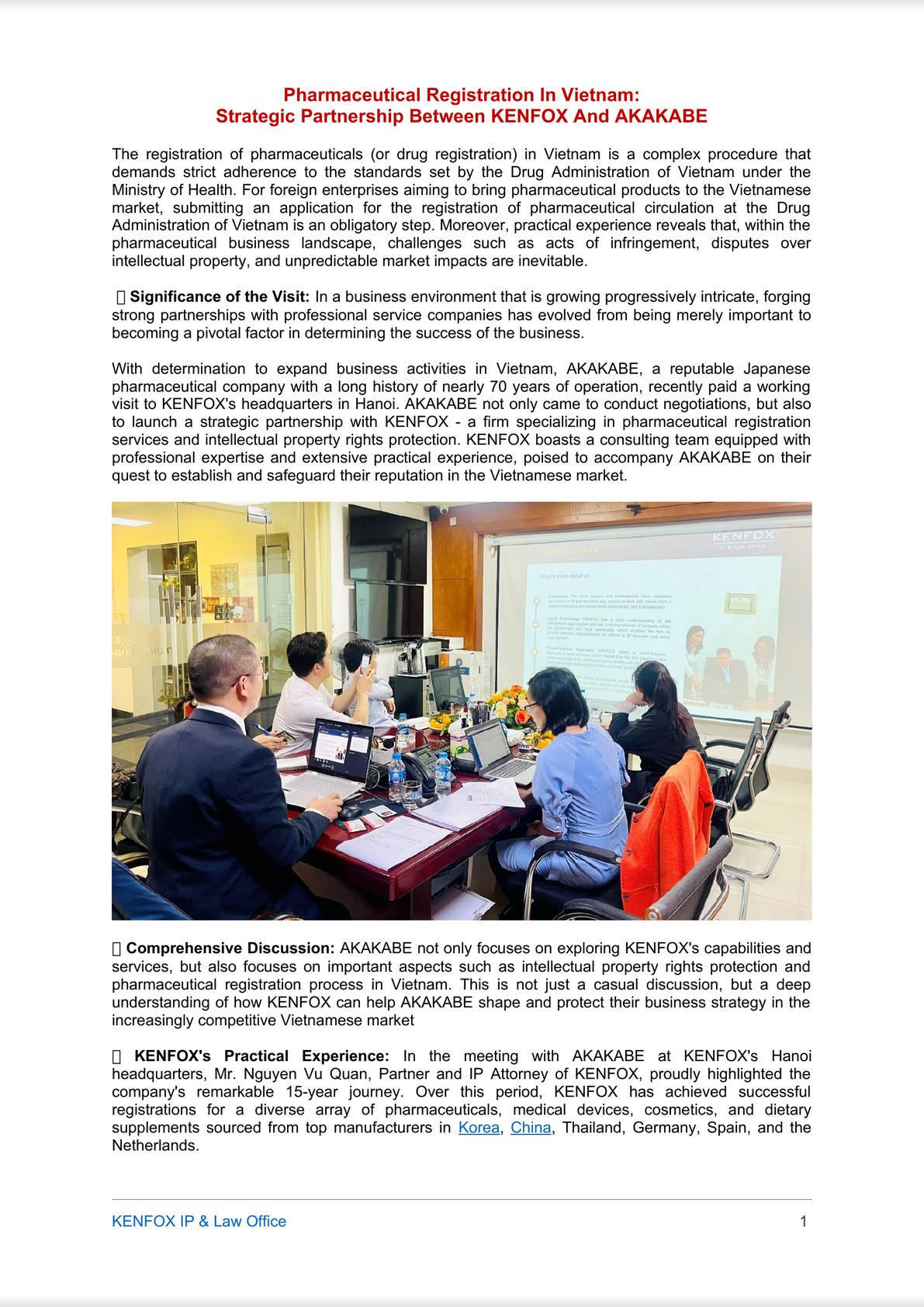 Pharmaceutical Registration In Vietnam: Strategic Partnership Between KENFOX And AKAKABE-0