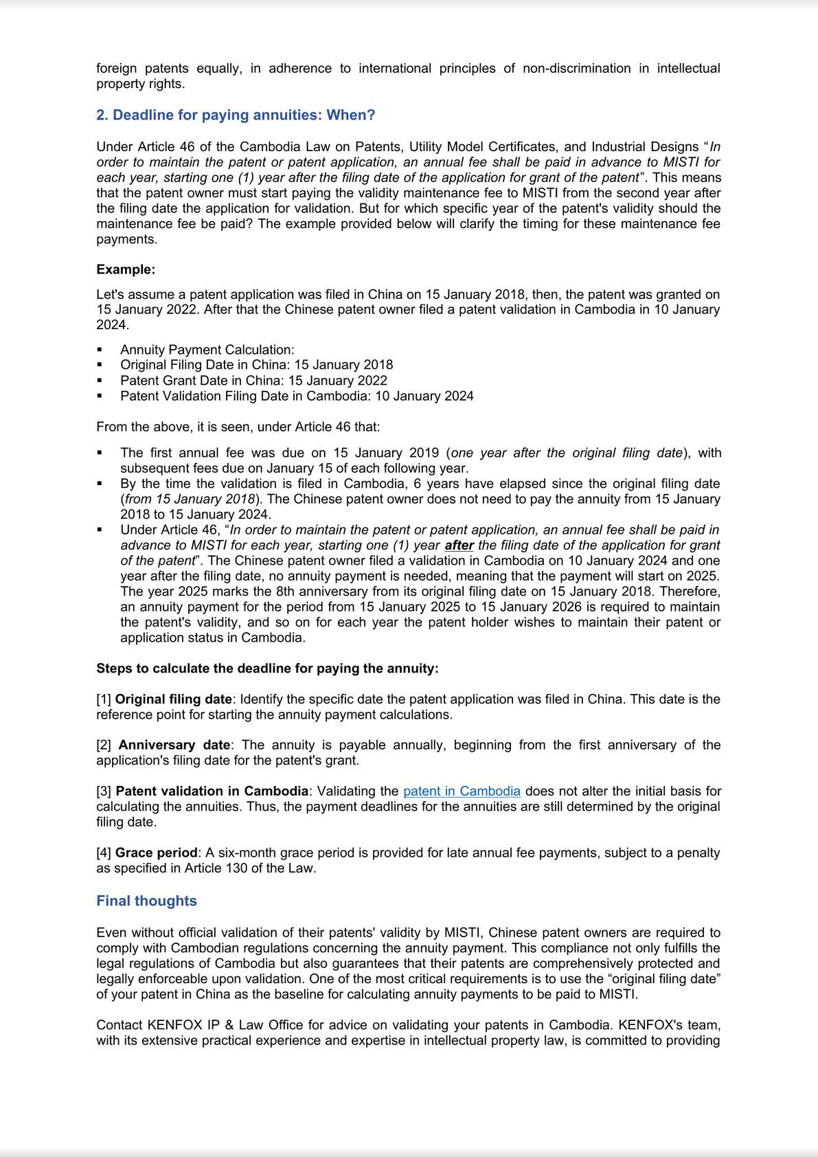 Validating Chinese patents in Cambodia: Understand clearly when to pay maintenance fees to avoid losing patent rights-1