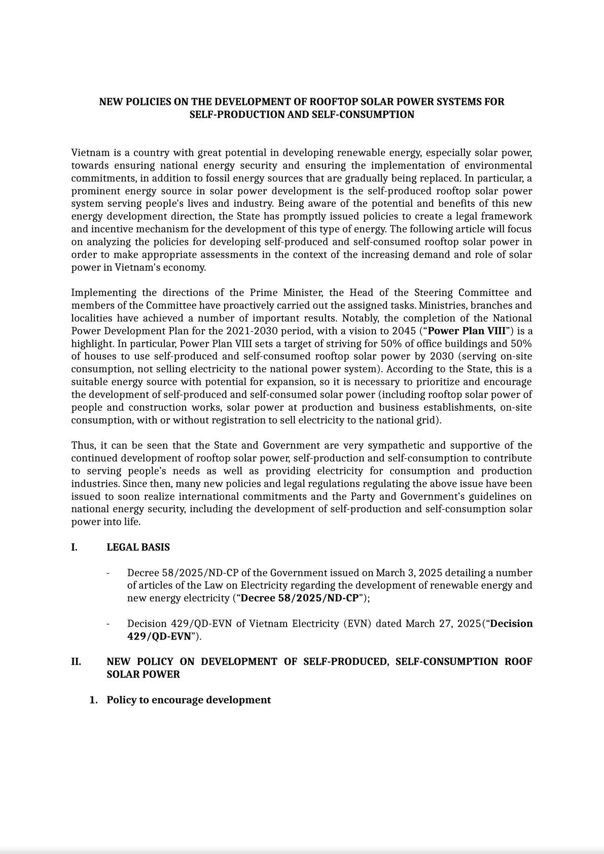 NEW POLICIES ON THE DEVELOPMENT OF ROOFTOP SOLAR POWER SYSTEMS FOR  SELF-PRODUCTION AND SELF-CONSUMPTION-0