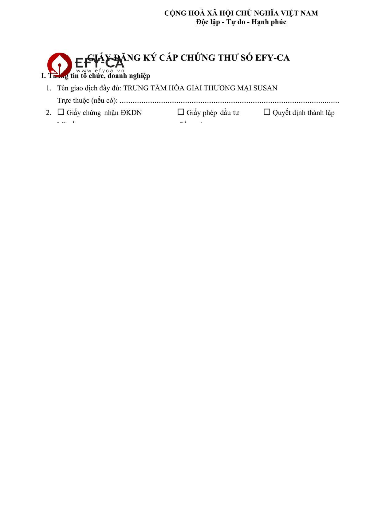 The form to register the digital signature -0