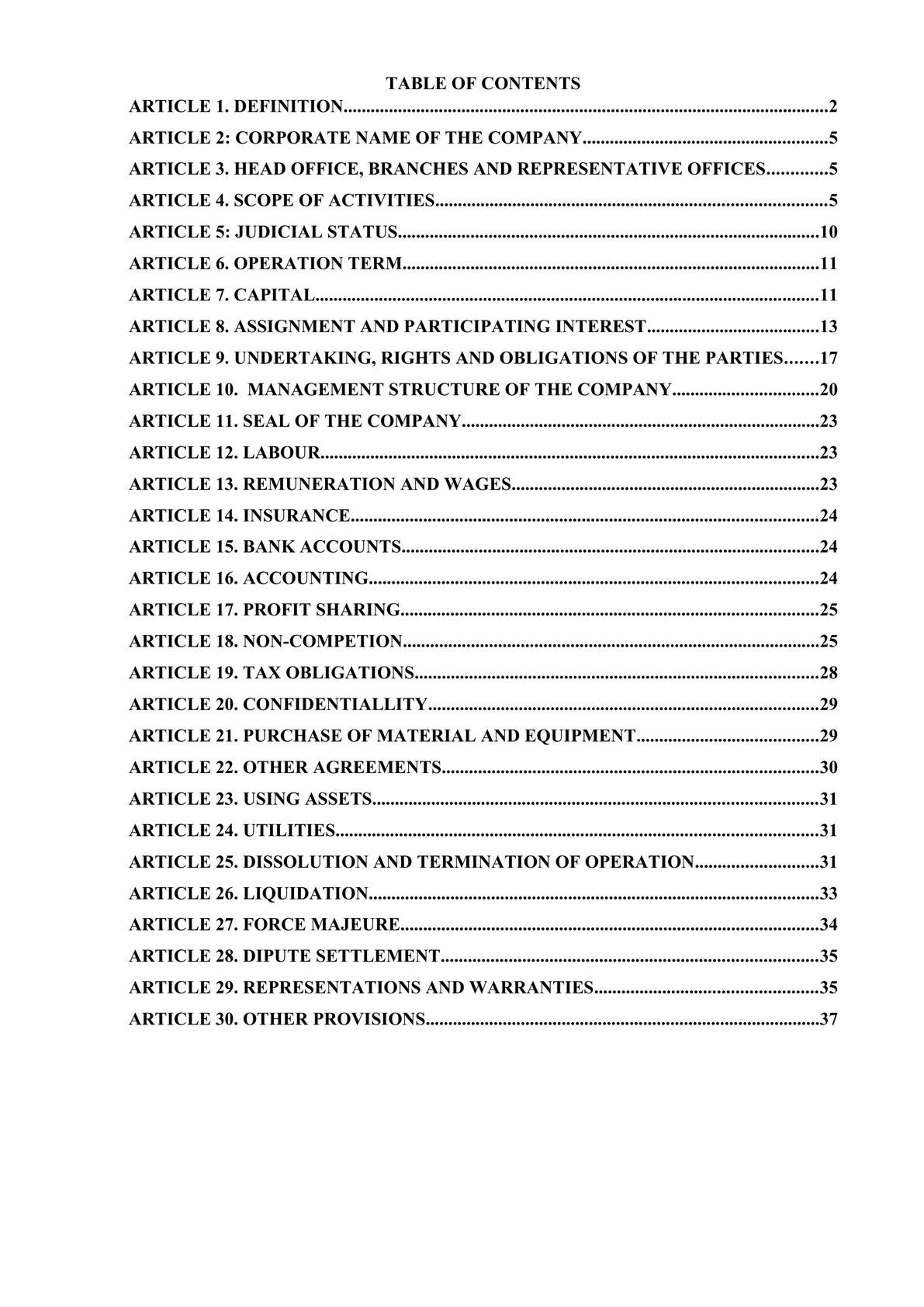 Template of Joint Venture Agreement-0