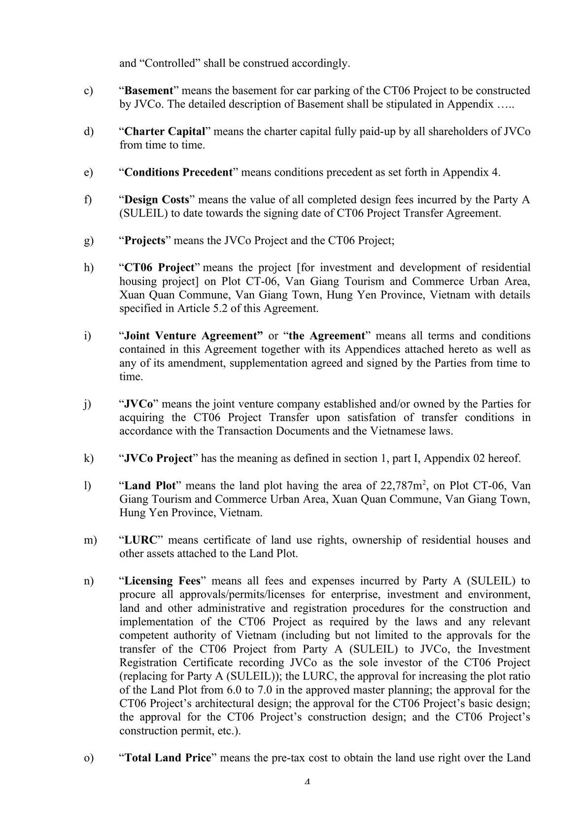 Joint Venture Agreement Collaboration for investment and development of residential housing project -1