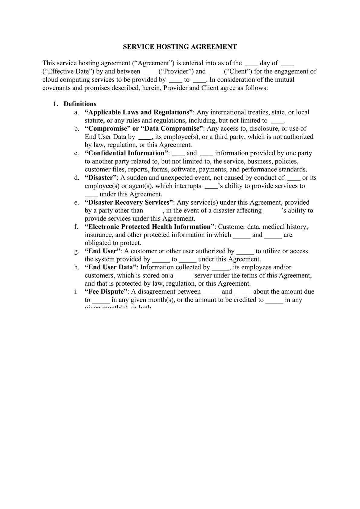 Service Hosting Agreement for END USER data services-1