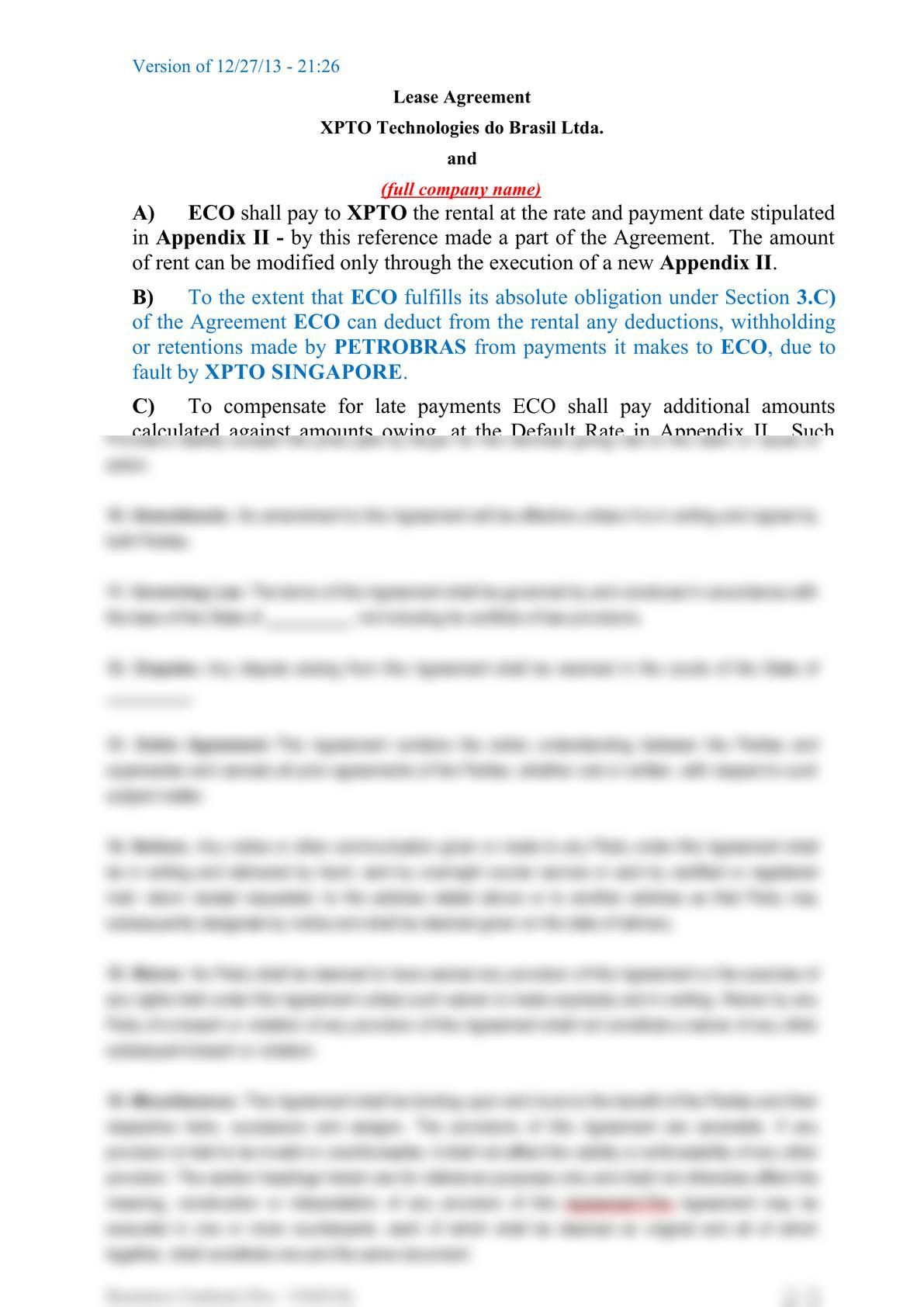 Subsea equipment lease agreement-1