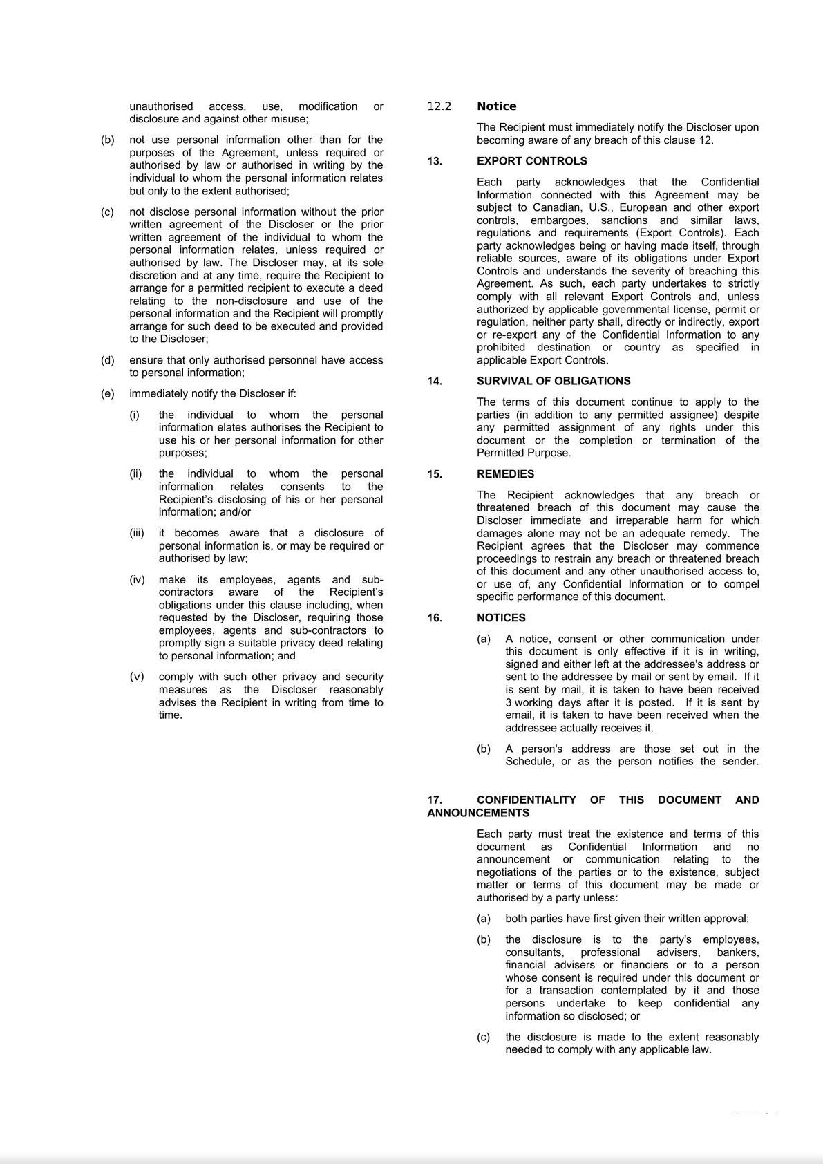 Confidentiality [One Way] and Privacy Deed - Long Form - Variables in a table-5