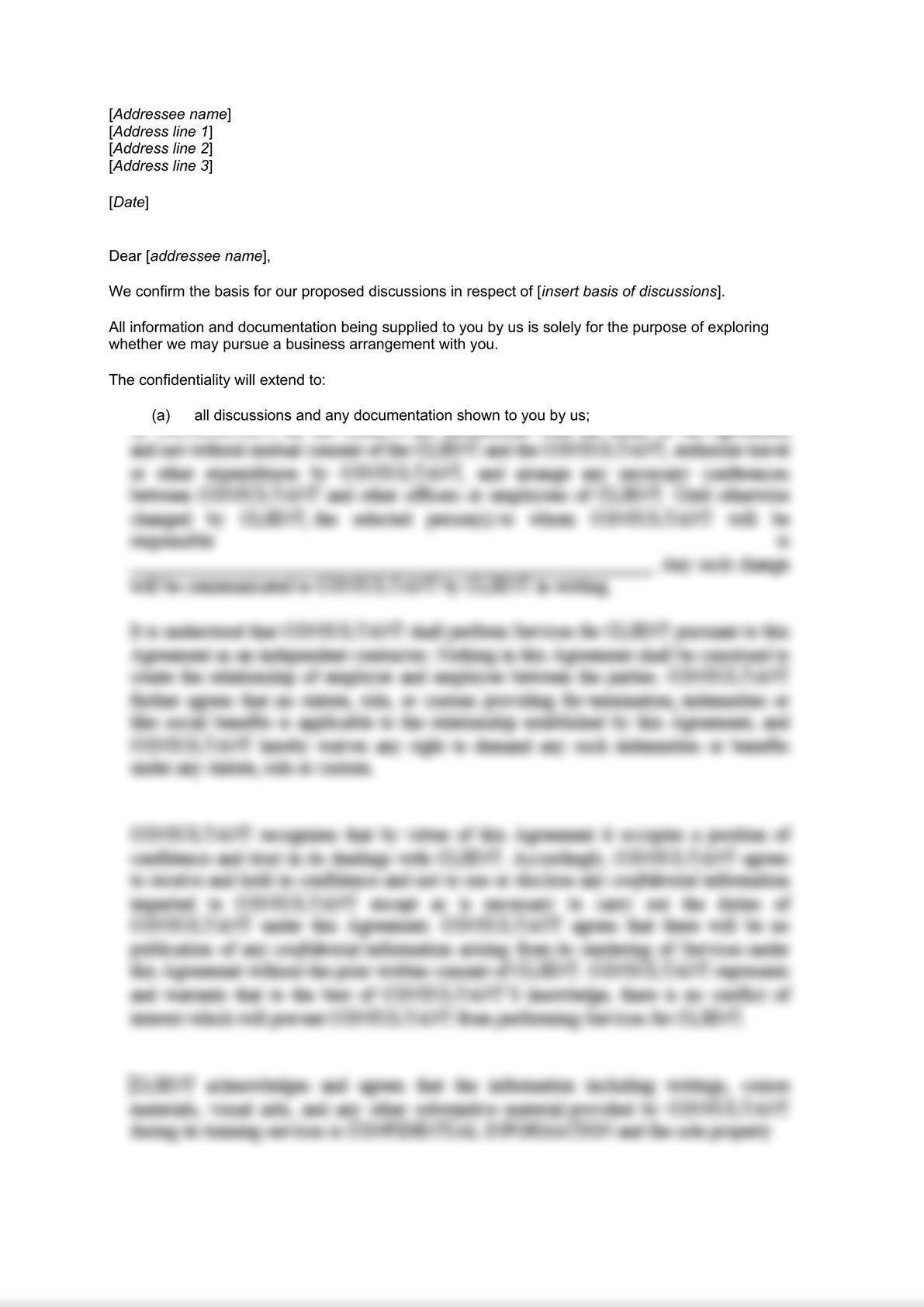 Confidentiality Letter - Short Form-0