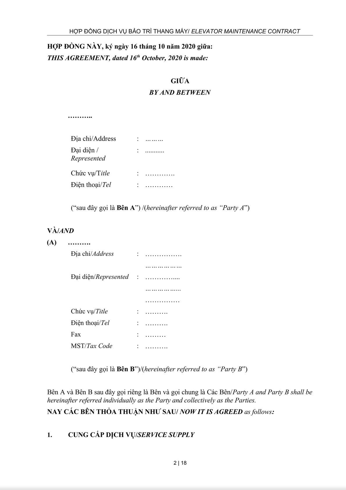 Maintenance Service Agreement-1