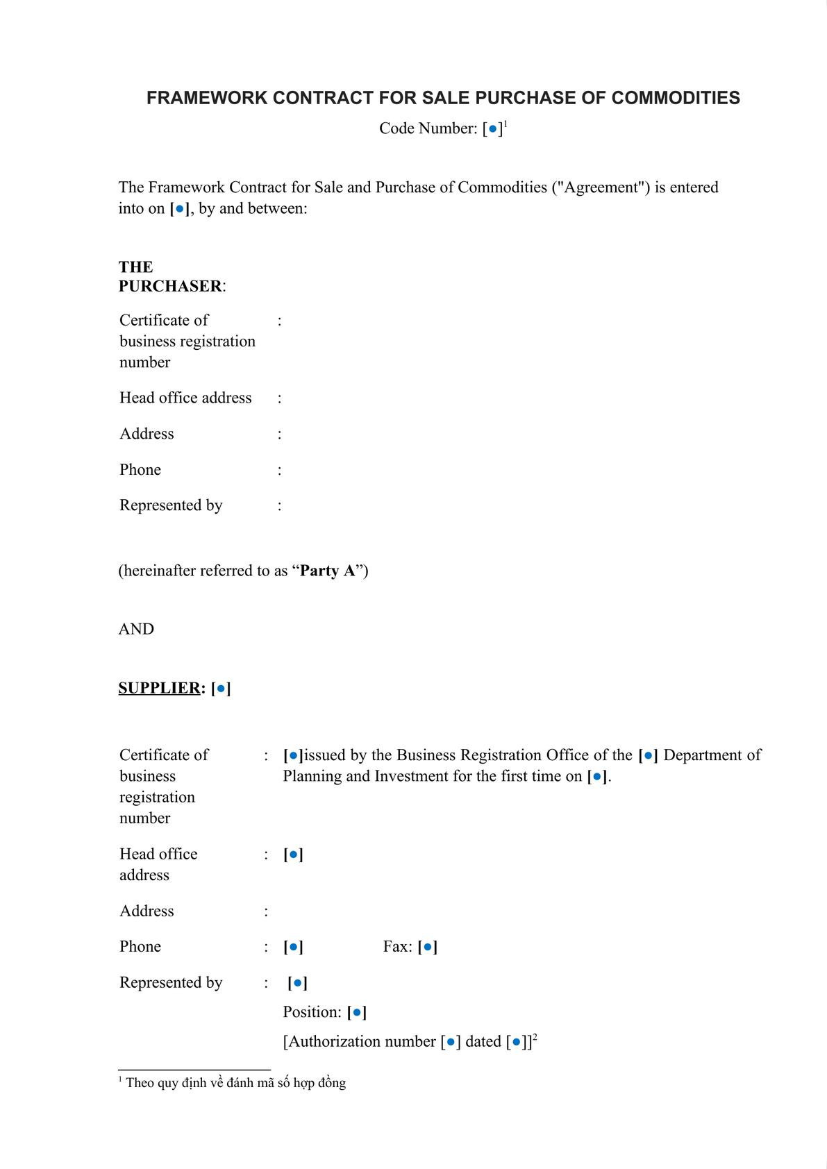 Frame Contract for Sale Purchase of Commondities-0