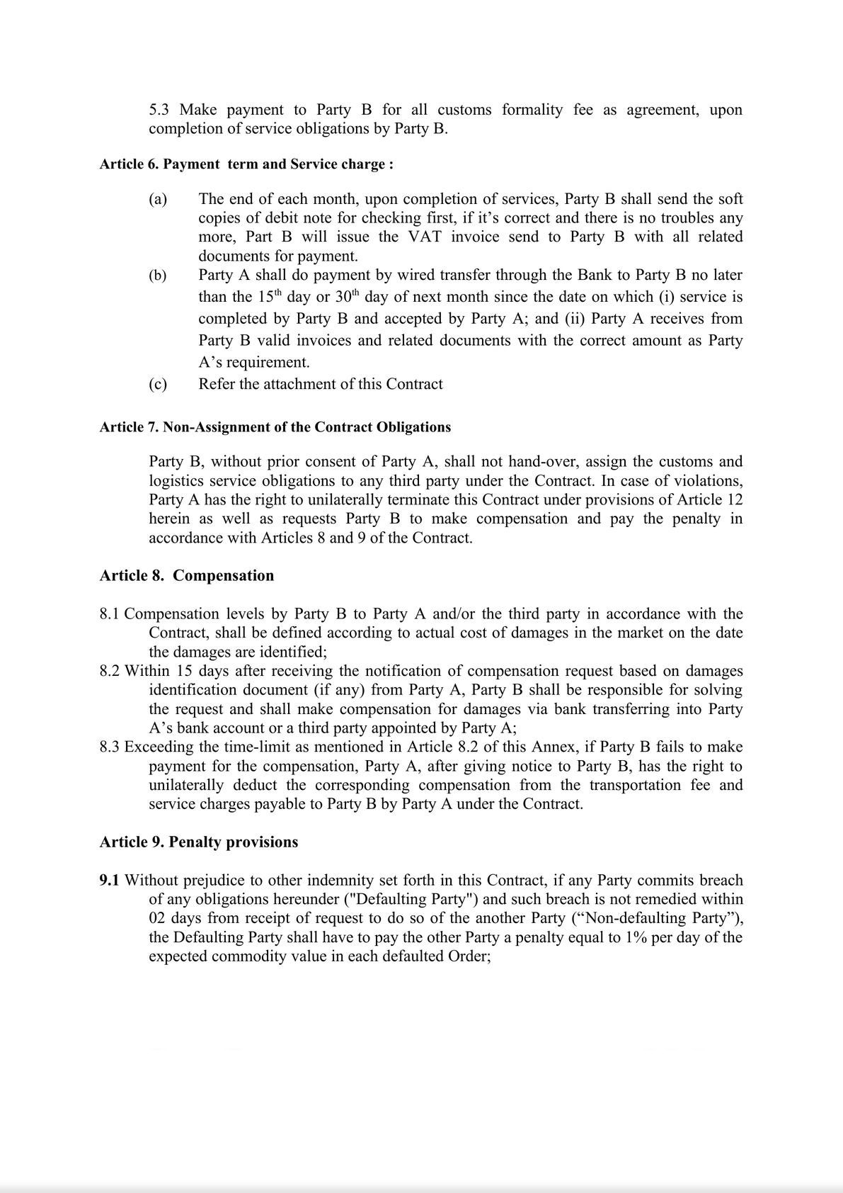 Customs Broker Service Contract-3