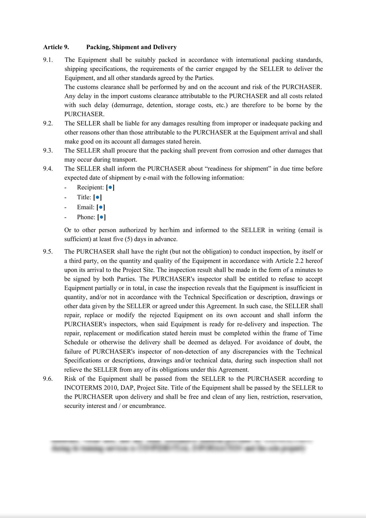 Equipment Turn Key Supply Contract-9