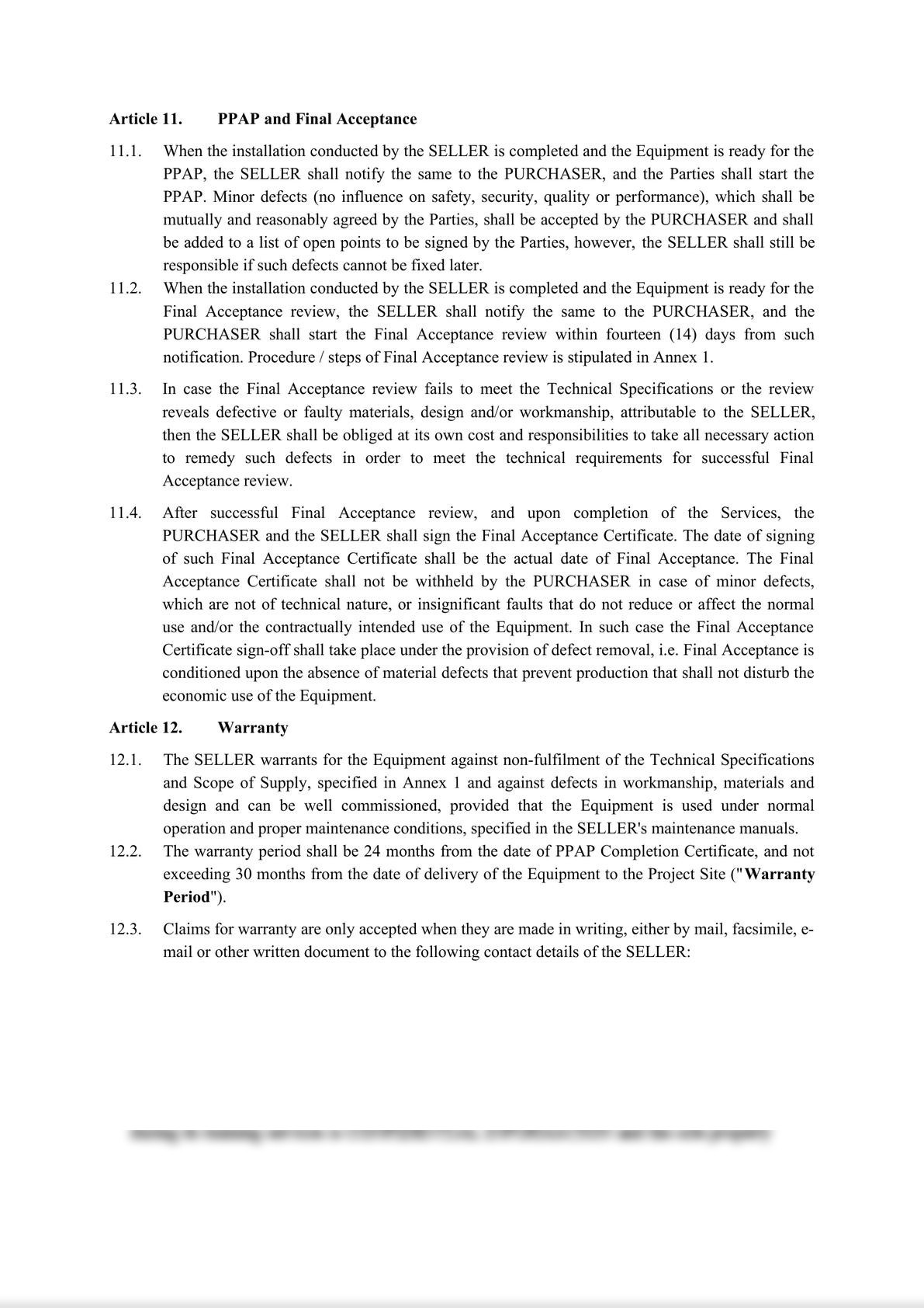 Equipment Turn Key Supply Contract-11