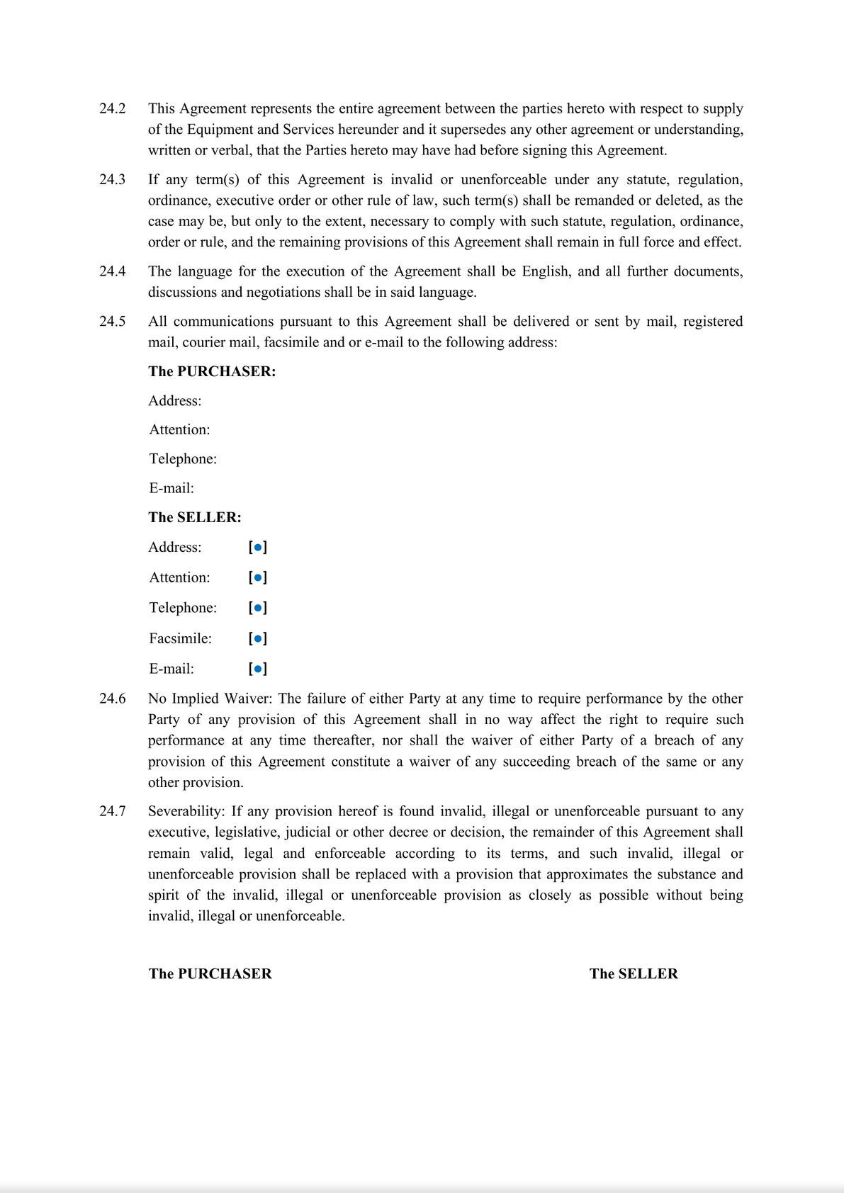 Equipment Turn Key Supply Contract-12