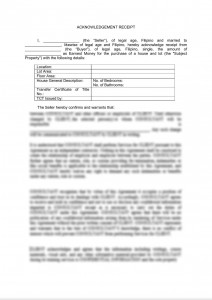 Acknowledgement Receipt - Purchase of Property